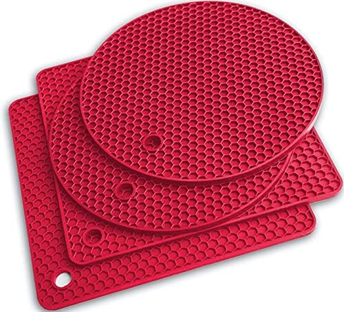  Silicone Trivet Mats - Pot Holders - Drying Mat Our Potholders Kitchen Tools Is Heat Resistant To 440°F, Non-Slip Durable Flexible Easy To Wash And Dry And Contains 4 Pcs By Q's INN.