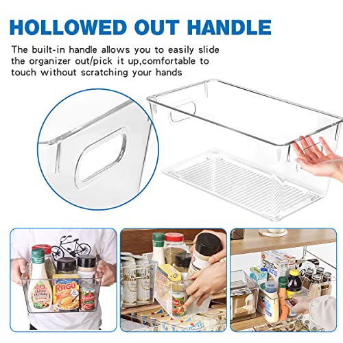  Clear Organizer Bins,【3-Pack】 Plastic Pantry Organization Or Storage ,for Kitchen Organizing/Cabinet Organizers/Shelf Storage Bins (1Large+1Medium+1Small)