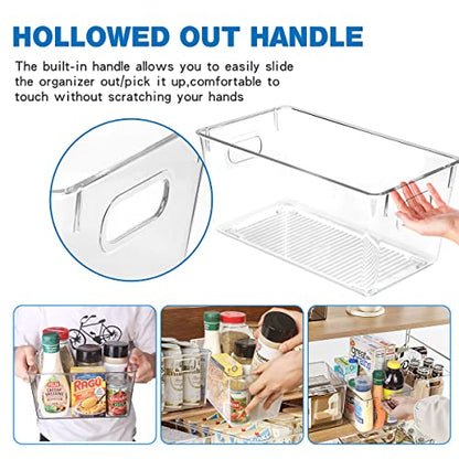  Clear Organizer Bins,【3-Pack】 Plastic Pantry Organization Or Storage ,for Kitchen Organizing/Cabinet Organizers/Shelf Storage Bins (1Large+1Medium+1Small)