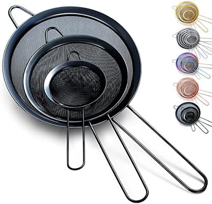  Fine Mesh Strainer 6 Pieces Set, Flour Sifter For Baking, Stainless Steel Clander, Matcha Tea Strainer, Gravy Separator, Stasher Sieve Pasta Strainers