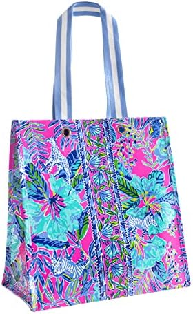  Lilly Pulitzer Market Shopper Bag, Reusable Grocery Tote, Shoulder Bag For Produce Or Travel