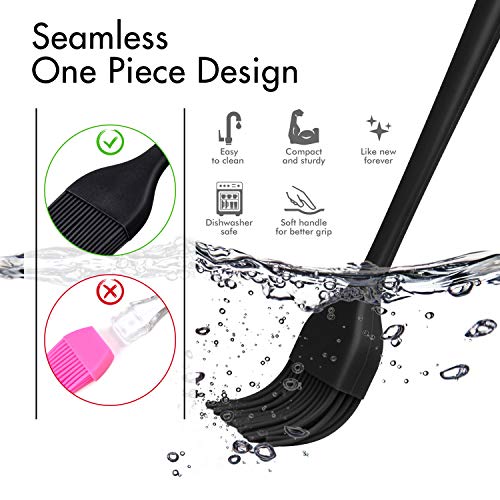 Basting Brushes Silicone Heat Resistant Pastry Brushes Spread Oil Butter Sauce Marinades For BBQ Grill Barbecue Baking Kitchen Cooking BPA Free Dishwasher Safe (Black 2)