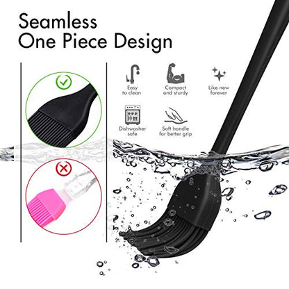  Basting Brushes Silicone Heat Resistant Pastry Brushes Spread Oil Butter Sauce Marinades For BBQ Grill Barbecue Baking Kitchen Cooking BPA Free Dishwasher Safe (Black 2)