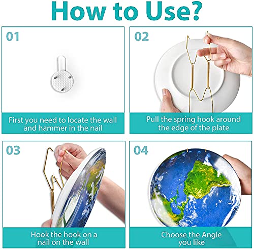  12 Pcs Plate Hangers Sets, Invisible Wire Wall Plate Hangers, Stainless Steel Decorative Plates With 12 Pieces Wall Hooks For Decorative Plates And Art (6 Inch)