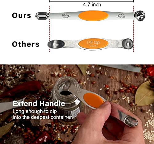  Magnetic Measuring Spoons Set,18/8 Stainless Steel With Upgraded Extend Handle, Dual Sided, Stackable, Adjustable Teaspoon And Tablespoon Kitchen Gadgets Set Of 7