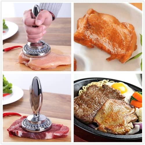  Dual Sided Meat Tenderizer Marinating Prep Tool,Manual Hammer Mallet Tool For Steak,Reversible Stainless Steel Base (Dual Sided Tenderizer)