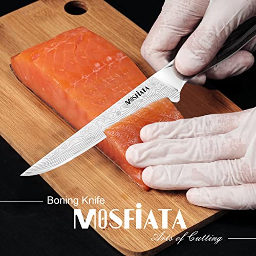  6" Boning Knife, Sharp Kitchen Cooking Knife With Finger Guard And Knife Sharpener, German High Carbon Stainless Steel EN1.4116 Chef’s Knife With Micarta Handle And Gift Box