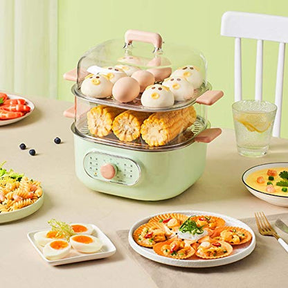  Electric Steamer Multifunctional Large-Capacity Double-Layer Breakfast Artifact Small Transparent Egg Steamer Household