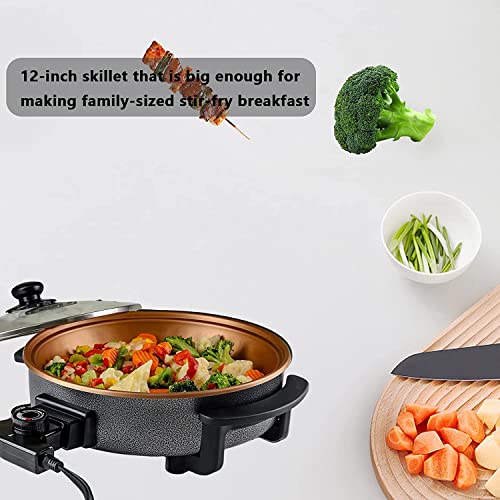  12-Inch Nonstick Electric Skillet - Family-Sized Serves 4 To 6 People