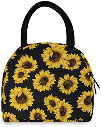  Senya Lunch Bag, White Marble Black Texture Insulated Lunch Box Cooler Bag Tote Bag For Women Kids/Picnic/School/Work