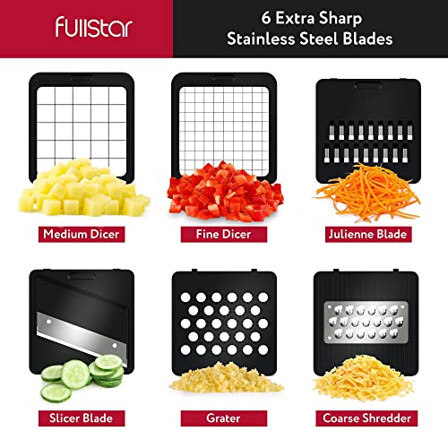  Fullstar Compact Vegetable Chopper - Vegetable Cutter, Food Chopper, Veggie Chopper, Onion Chopper, Vegetable Chopper With Container, Vegetable Slicer, Vegetable Cutter, Mandoline Slicer (6 Inserts)