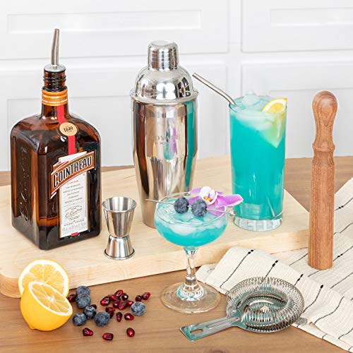 Bar Set Cocktail Shaker Set For Drink Mixing - 19 Piece Bar Tools Set, Mixology Bartender Kit With Straws And Martini Picks, Stainless Steel Bar Accessories Set, Great Housewarming Gift For New Home.