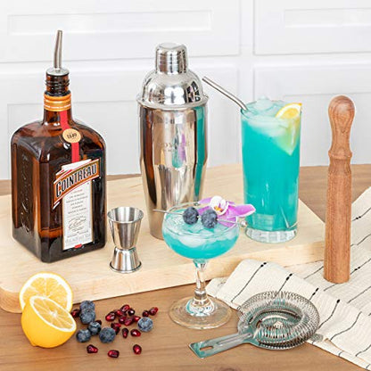  Bar Set Cocktail Shaker Set For Drink Mixing - 19 Piece Bar Tools Set, Mixology Bartender Kit With Straws And Martini Picks, Stainless Steel Bar Accessories Set, Great Housewarming Gift For New Home.