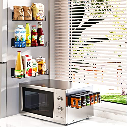  YGMMGY Magnetic Spice Rack Organizer, Spice Organizer Magnetic Shelf, Magnetic Spice Rack For Refrigerator
