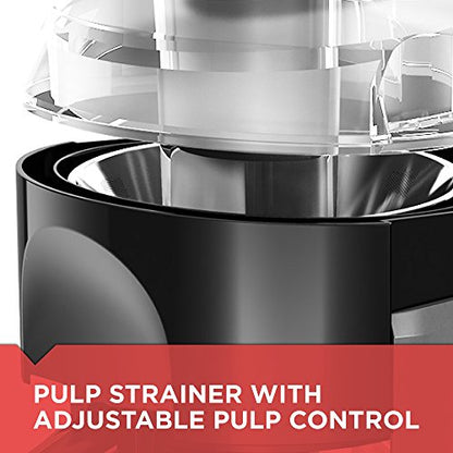 Black & Decker 400-Watt Fruit And Vegetable Juice Extractor, Black, JE2200B, 12.2" X 6.6"
