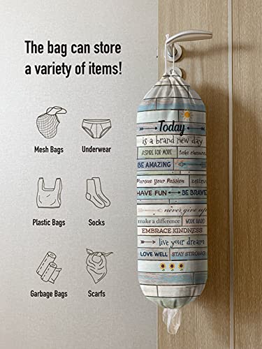  Hglian Inspirational Grocery Bag Storage Dispenser Today Is A New Day Quotes Plastic Bag Holder Organizer Container For Shopping Trash Bags -Teal Motivational Kitchen Décor Canvas Art 23x9