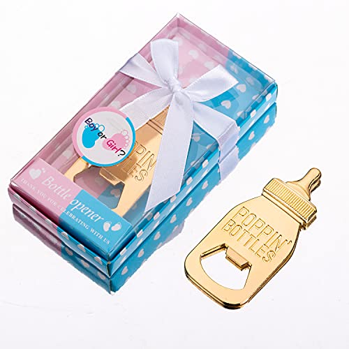  24Pack Baby Bottle Openers For Baby Shower Favors Gifts, Decorations Souvenirs, Poppin Bottles Openers With Gifts Box Used For Guests Gender Reveal Party Favors (24, Blue And Pink)