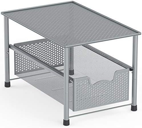  Tackable Under Sink Cabinet Sliding Basket Organizer Drawer, White