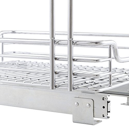  2 Tier Sliding Cabinet Organizer, Easy Glide Cabinet Shelf Organizer C4262-1
