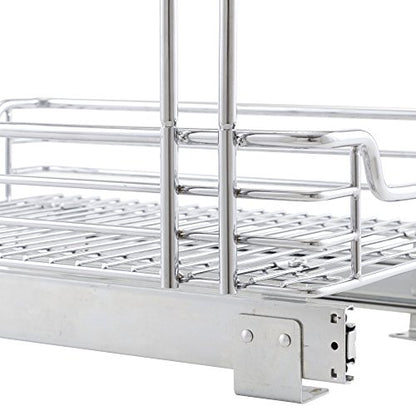  2 Tier Sliding Cabinet Organizer, Easy Glide Cabinet Shelf Organizer C4262-1