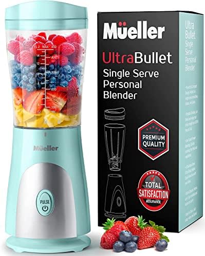  Ultra Bullet Personal Blender For Shakes And Smoothies With 15 Oz Travel Cup And Lid, Juices, Baby Food, Heavy-Duty Portable Blender & Food Processor, Black