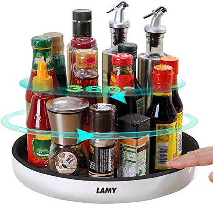 Lamy AMY Lazy Susan Organizer Kitchen Organization, 2 Pack 10 Inch Lazy Susan Turntable For Cabinet, Pantry, Refrigerator And Table, Black
