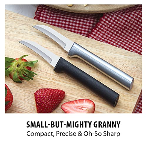  Ada Cutlery Curved Paring Knife Stainless Steel Blade With Aluminum Made In USA, 6-1/8 Inch, Silver Handle