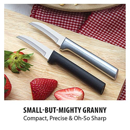  Ada Cutlery Curved Paring Knife Stainless Steel Blade With Aluminum Made In USA, 6-1/8 Inch, Silver Handle