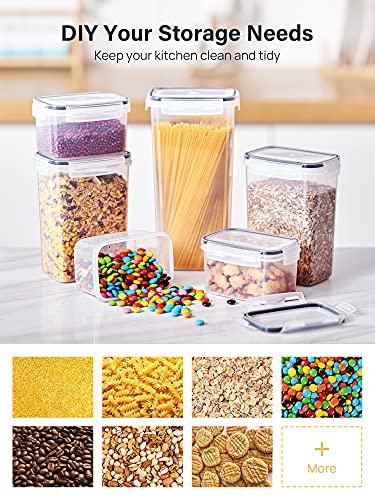  Cereal Containers Storage Set, 16 Pcs Pantry Kitchen Organization And Storage Airtight Food Storage Container, Leakproof 25.2L With Pen, Chalkboard Labels, Measuring Spoon Set