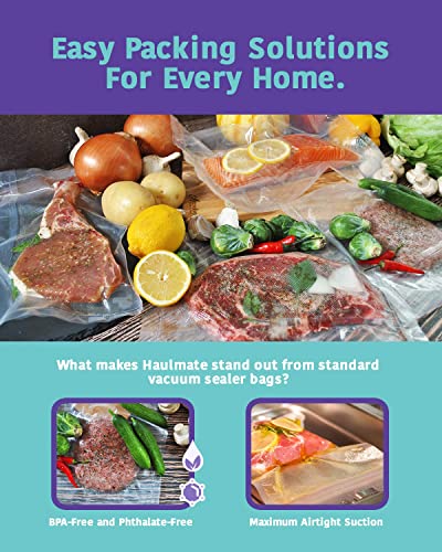 HAULMATE Vacuum Seal Rolls Set Of 11"x50" And 8"x50" Vacuum Sealer Rolls With Roll Cutter, Maximum Airtight Food Saver Bags For Sous Vide Cooking, Freezer & Microwave, 7-Layer Tear-Resistant Material