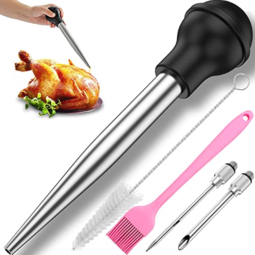  Yoki Peony Stainless Steel Turkey Baster Baster Syringe For Cooking, Meat Injector Syringe