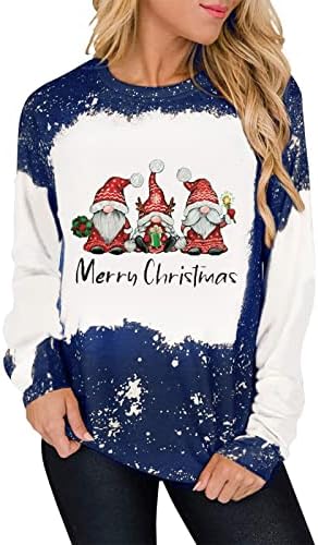  Womens Causal Loose Crewneck Fall Plus Size Christmas Print Long Sleeve Crew Neck Sweatshirts Pullover Top Fall Clothes