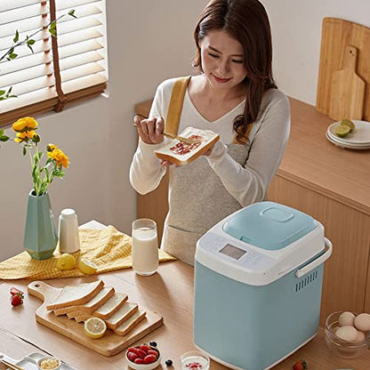  Mbj Bread Maker Bread Maker Home Automatic Kneading And Fermentation Intelligent Kneading Multifunctional Breakfast Machine Toaster (Color : Blue, Size : UK)
