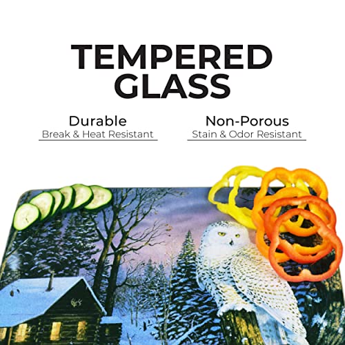  Tempered Glass Cutting Board, 12 By 16 Inches, White Owl