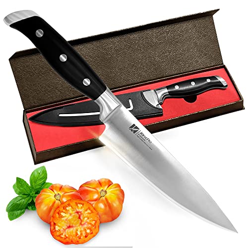  Chef Knife 8 Inch, Multipurpose, Sharp Kitchen Knife, High Carbon Stainless Steel, Ergonomic Handle, Home Or Professional Use, Chef's Knife Includes Sheath & Gift Box