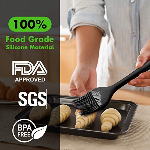  Basting Brushes Silicone Heat Resistant Pastry Brushes Spread Oil Butter Sauce Marinades For BBQ Grill Barbecue Baking Kitchen Cooking BPA Free Dishwasher Safe (Black 2)