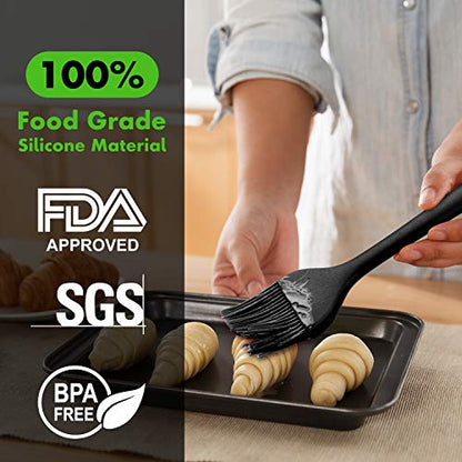  Basting Brushes Silicone Heat Resistant Pastry Brushes Spread Oil Butter Sauce Marinades For BBQ Grill Barbecue Baking Kitchen Cooking BPA Free Dishwasher Safe (Black 2)