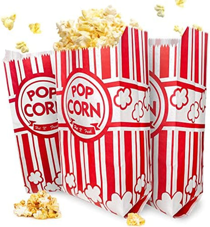  100 Pcs Paper Popcorn Bags, 2 Oz Popcorn Container Red And White Concession Stand Supplies Movie Theme Party Supplies Popcorn Holder