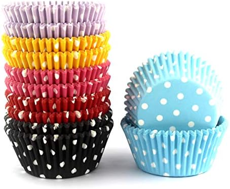  300 Count Mini Cupcake Liners Polka Dots Baking Paper Cups Rainbow
