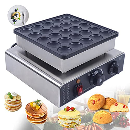  25 Slots Mini Dutch Pancake Maker, 800W 110V Electric Waffle Maker Non-stick Muffin Maker Machine For Bakery Restaurant Snack Bar Home Kitchen - Make Muffins Pancakes In 1-5 Minutes