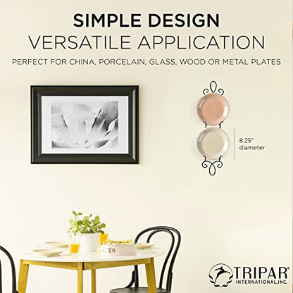  Ripar Augusta 2 Tier Vertical Black Display Plate Rack For Collectible Plates, Plaques, Dishes, & China
