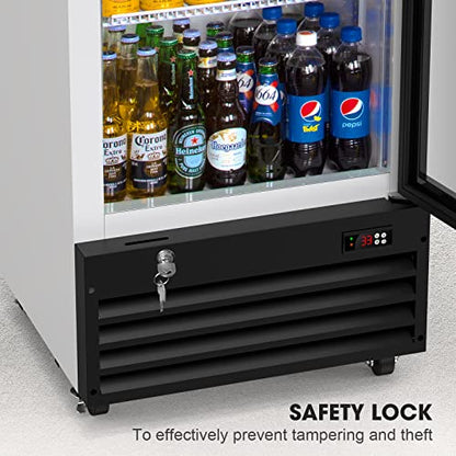  Glass Door Merchandiser Refrigerator With LED Lighting, 12.5 Cu.ft Commercial Beverage Cooler, Extra Adjustable Shelves And Drink Organizers, ETL NSF Approved