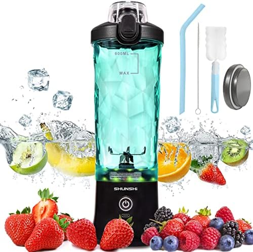  Portable Blender, Personal Size Blender For Shakes And Smoothies With 6 Blades Mini Blender 20 Oz For Kitchen,Home,Travel(White)
