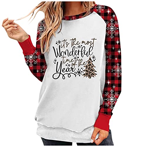  Pullover Sweatshirts For Women Cute Plus Size Christmas Print Long Sleeve Sweatshirts Fashion Pullover Top Fall Clothes