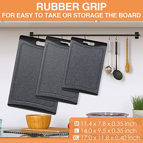  Xtra Large Cutting Boards, Plastic Cutting Boards For Kitchen (Set Of 3), Dark Grey