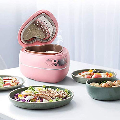  Peach Heart-Shaped Rice Cooker, Smart 300W Rice Cooker, 1.8L, 1-3 People, Non-Stick Pan, Constant Temperature Insulation,Red