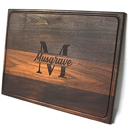  Extra Large Custom Engraved Monogrammed Walnut Cutting Board | Personalized 24" X 18" With Juice Groove, Wedding Gift, Anniversary Gift, Mother's Day, USA Made