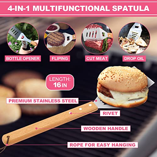  Grill BBQ Accessories 34Pcs, Stainless Steel Grill Tools Set With Oxford Case, Great Gift For Men Women Backyard Barbecue Outdoor Camping, Include Spatula, Tong, Fork, Brush, Meat Claw, Straw