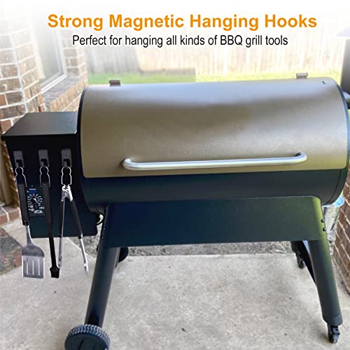  Magnetic Grill Hooks, Magnet Hooks For Grills, Rust Proof & Heavy Duty Outdoor Magnetic Hooks, Grills Magnetic Hooks For Barbecue Tool, Outdoor Hanging, Refrigerator, Grill, Kitchen, Black(3 Pack)