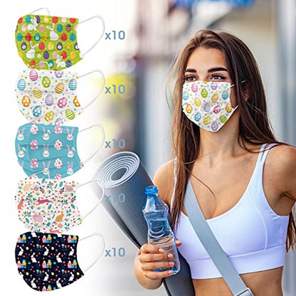  50Pcs St Patricks Day Disposable Face Bandana For Adults, Breathable Face Bandanas Covering Set For Women Men Anti Dust